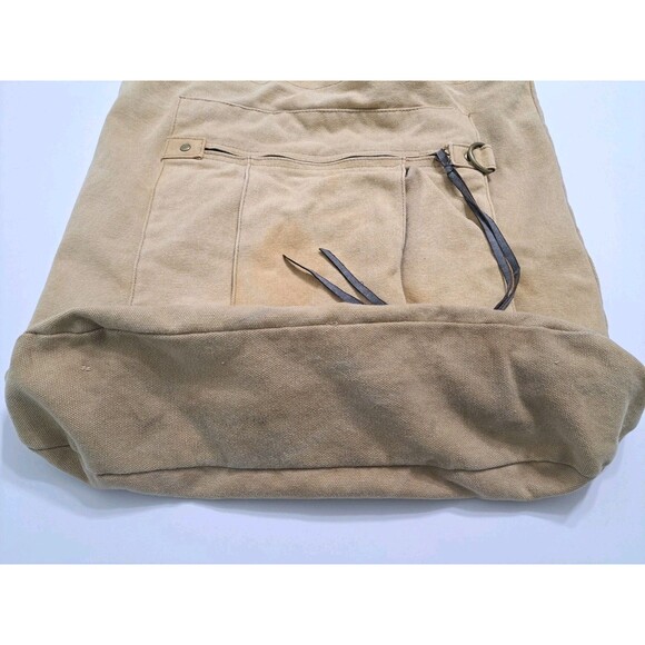 H&M Canvas Tote Bag Shoulder Khaki Distressed Long Retro Vintage Sack - Picture 2 of 8